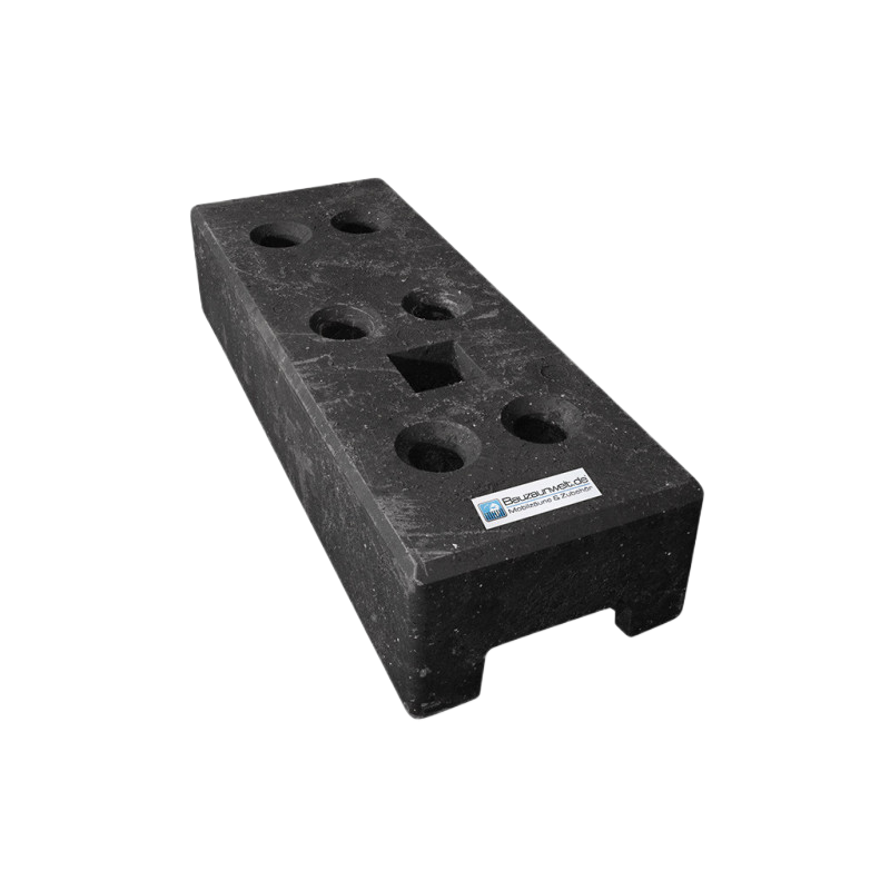 Patka z recyklovaného plastu pro stavební ploty 24 kg PVC - 6 otvorů - 1 drážka čtvercová Patka z recyklovaného plastu pro stavební ploty 24 kg PVC - 6 otvorů - 1 drážka čtvercová