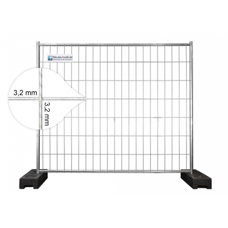 Stavební plot 11 kg 2,20 x 2,00 m Prémiová sada 20 kusů včetně 16 kg PE podstavce Stavební plot 11 kg 2,20 x 2,00 m Prémiová sada 20 kusů včetně 16 kg PE podstavce